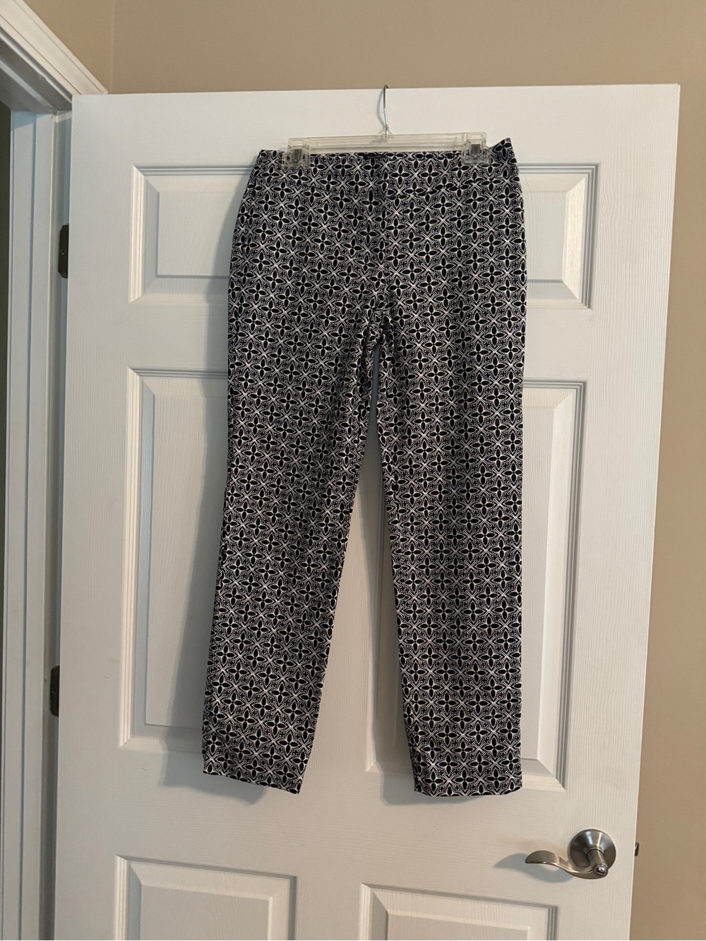 Talbots Black and White Geometric Print Trousers